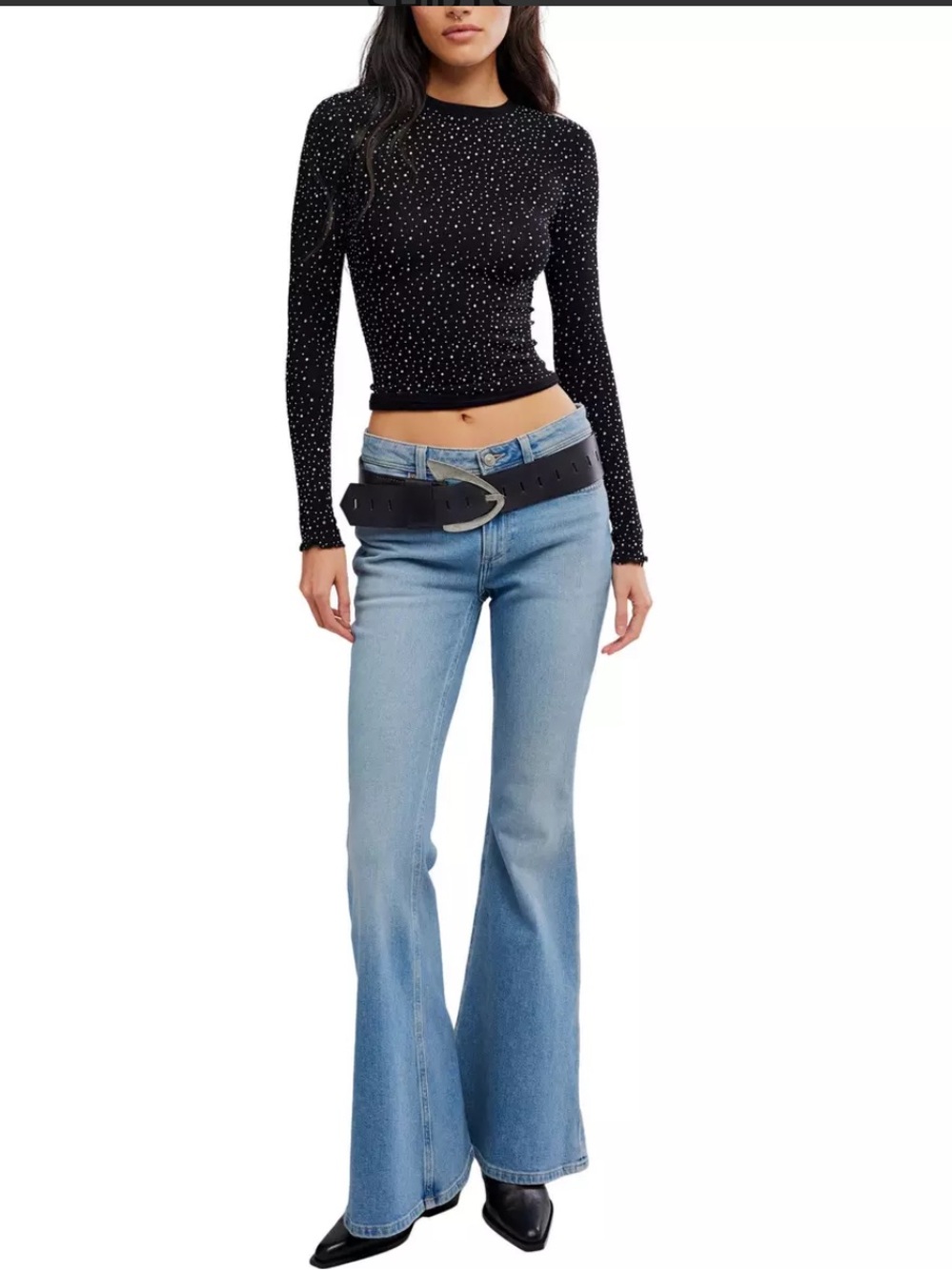 NWT FREE PEOPLE INTIMATELY Night Sky Crystal L/S Top SZ: M/L - Picture 6 of 8